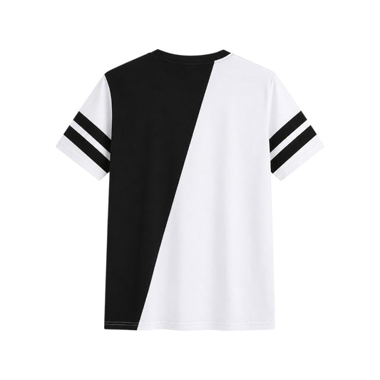 Men's Premium Black & White Color Block Crew Neck T-Shirt