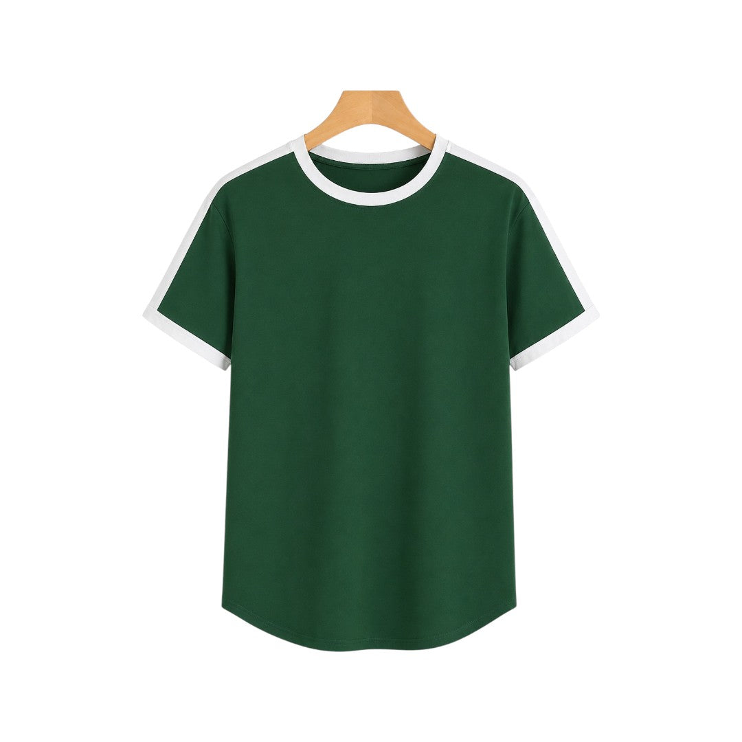 Men's Classic Forest Green Contrast Trim T-Shirt
