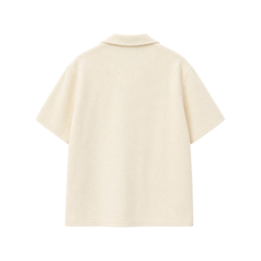Men's Premium Beige Abstract Print Camp Collar Shirt
