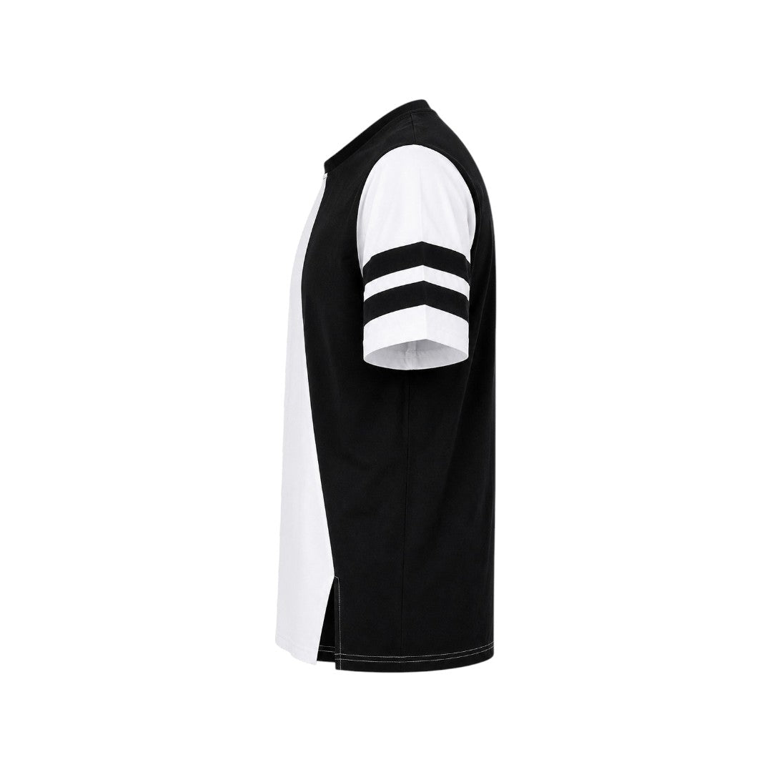 Men's Premium Black & White Color Block Crew Neck T-Shirt