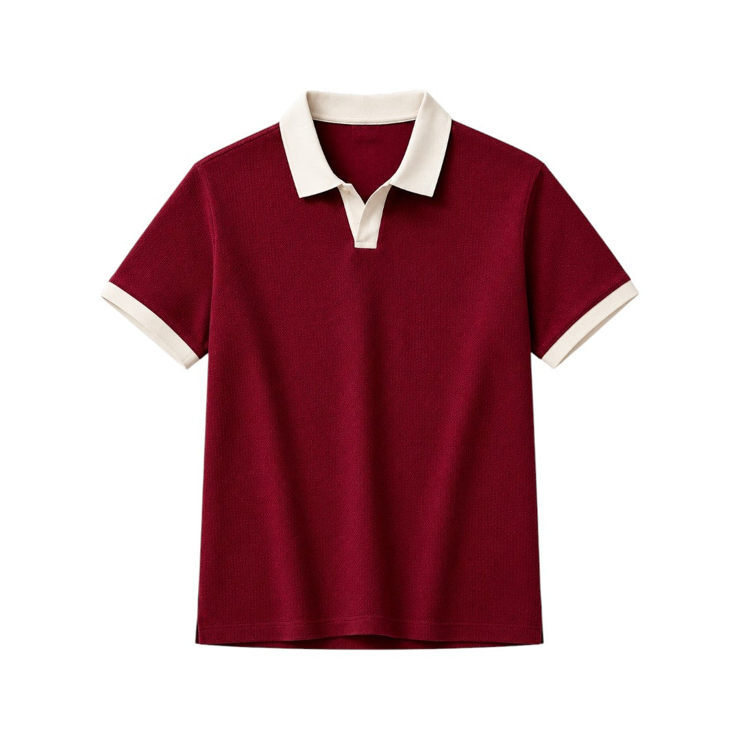 Men's Premium Burgundy Contrast Polo T-Shirt