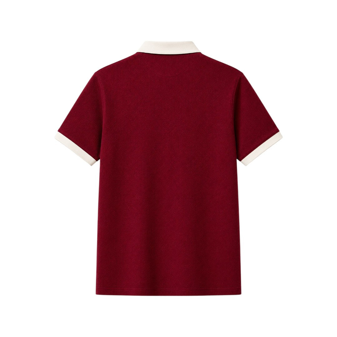 Men's Premium Burgundy Contrast Polo T-Shirt